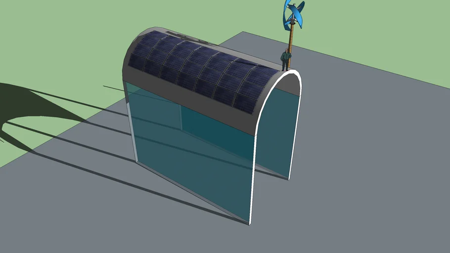 Panel solar en techo curvo
