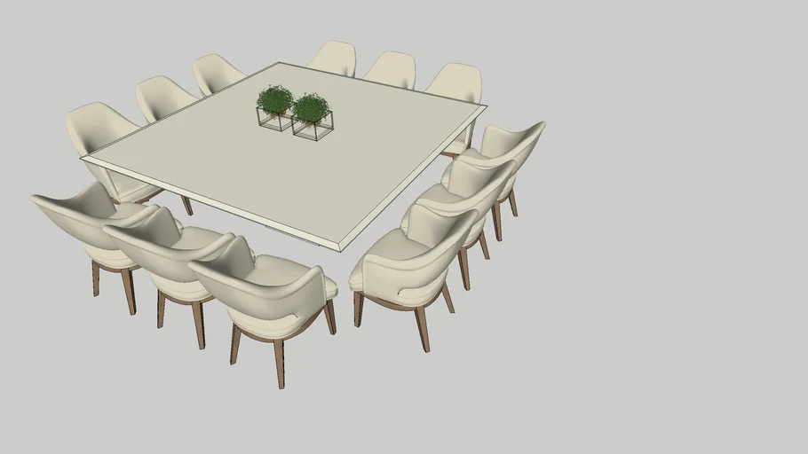 Mesa quadrada com 12 lugares