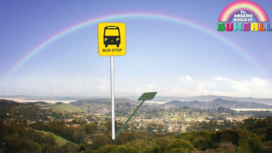 The Amazing World of Gumball bus sign