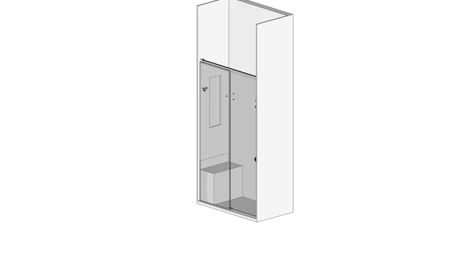 Shower with glass sliding doors