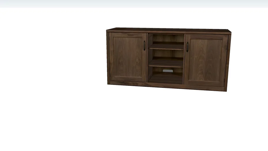 Crate & Barrel Ainsworth Walnut 64" Media Cobsole with Wood Glass Doors