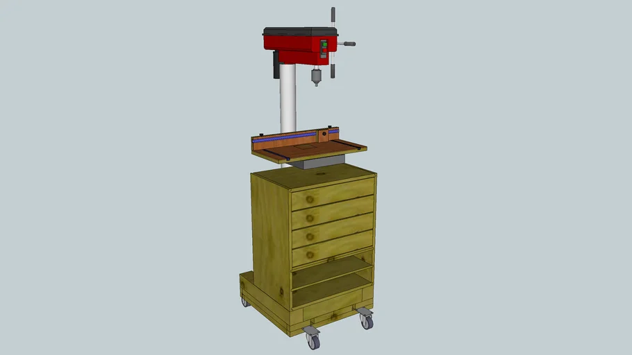 Northern Industrial drill press with base, cab, and table.