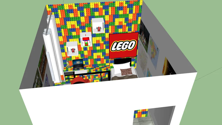 Quarto decorado com LEGO