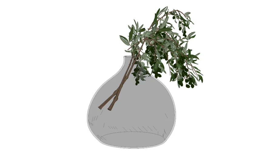 JARRON DE CRISTAL CON RAMAS DE OLIVO
