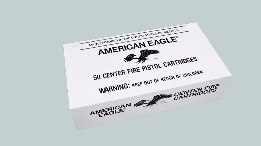 American Eagle,white box,9mm Parabellum, 123 gr FMJ Flat Point,Ammo box