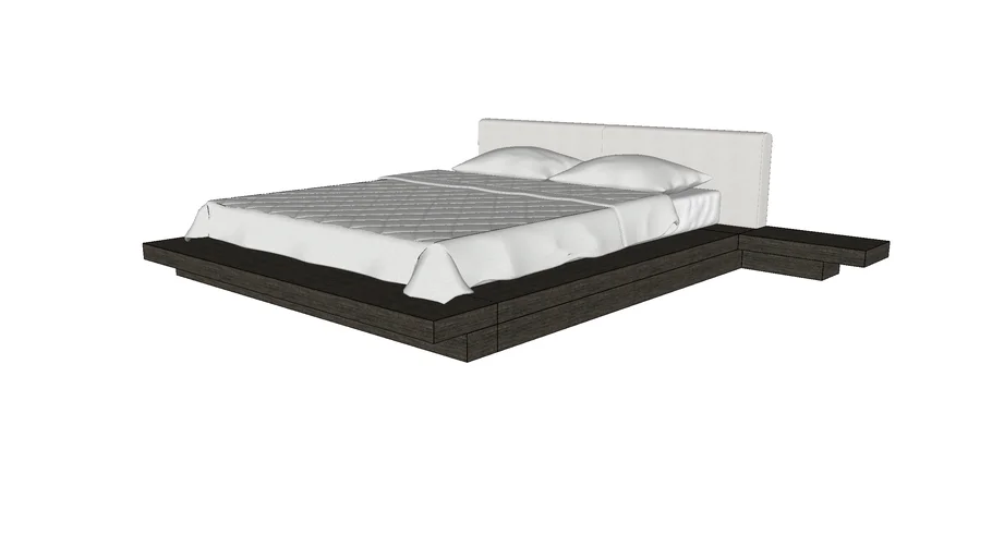 Worth Queen Bed II in Ecru Fabric and Espresso by Modloft