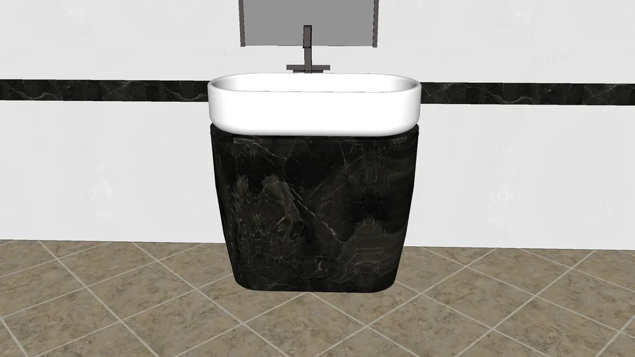 Porcelain basin & Black Marble Pedestal