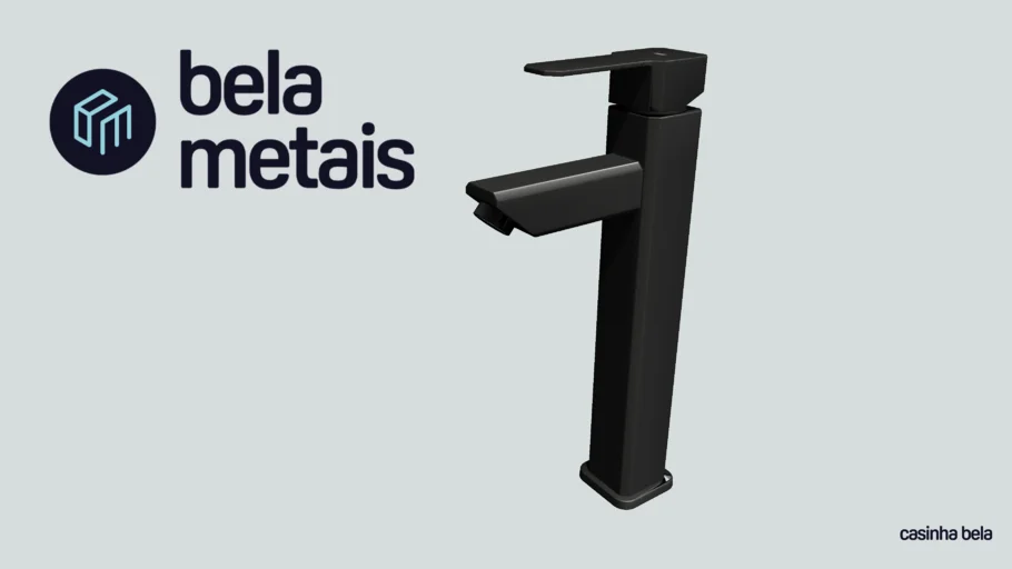 Torneira Monocomando Alta para Banheiro Inox Adda Preta (TB73)
