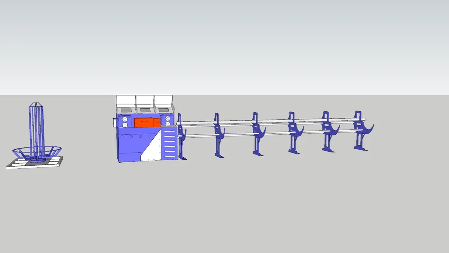 Wire straightening and cutting machine.