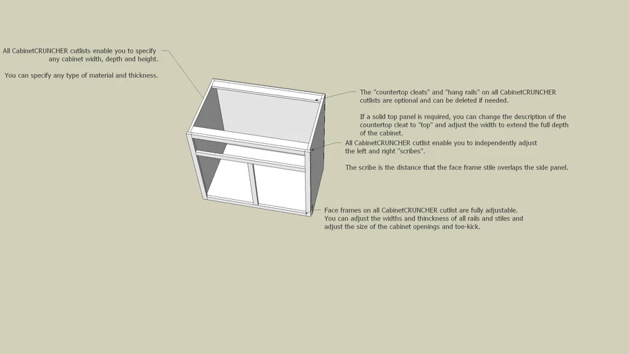 Cabinet flexibility using CabinetCRUNCHER Cutlist Software