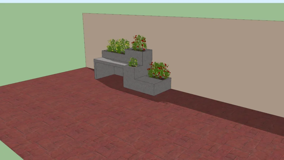 banca exterior con jardineras