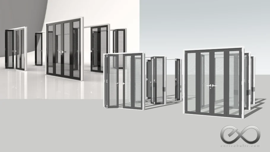 Folding Louvred Doors 2x2 - Open & Closed