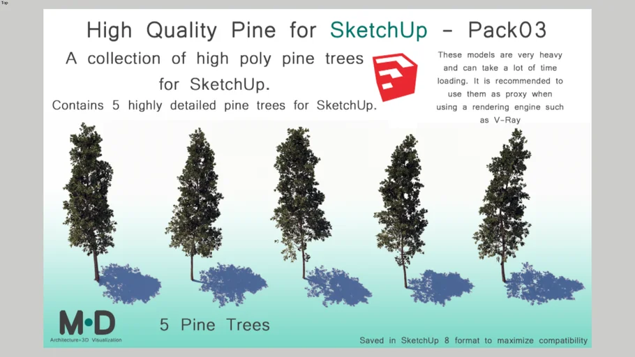 High Quality Pine Trees for SketchUp - Pack03