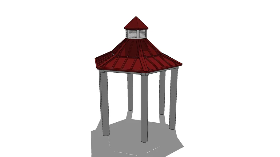 Hexagonal - 10' Double Pitched with Cupola and Round Columns