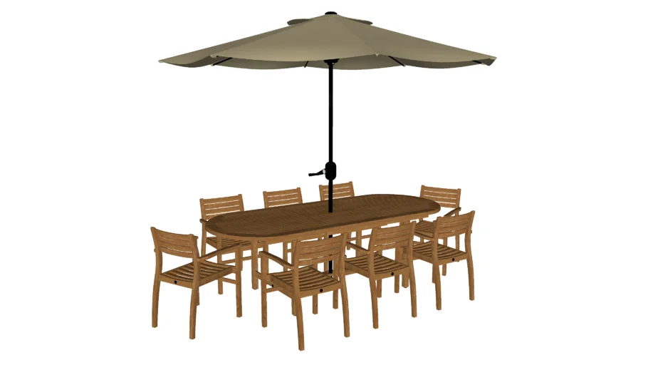 9 Piece Teak Dining Set with Umbrella - Good Quality