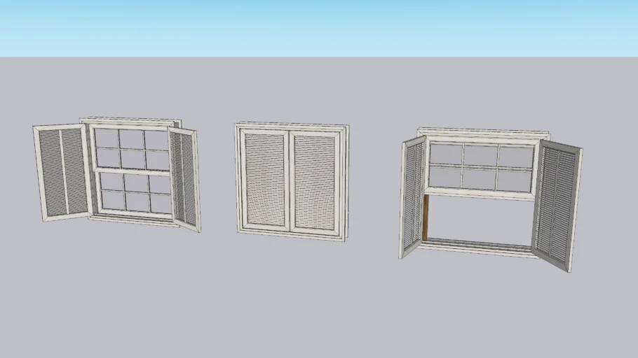 ESQUADRIA - JANELA - GUILHOTINA - Com venezianas - V-Ray Ready