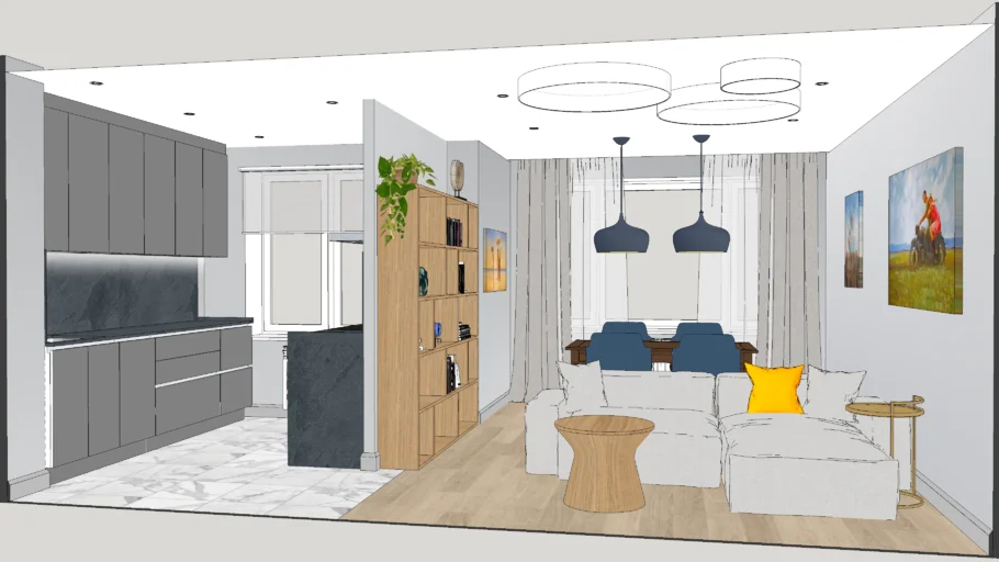 Apartment: Hall-Living room-Kitchen.