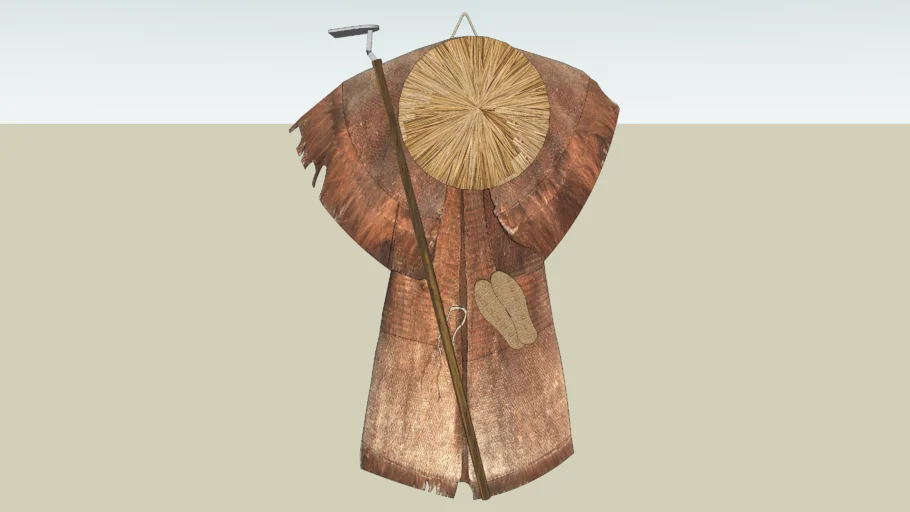 斗笠    bamboo hat    蓑草雨衣     蓑衣      Mino grass raincoat