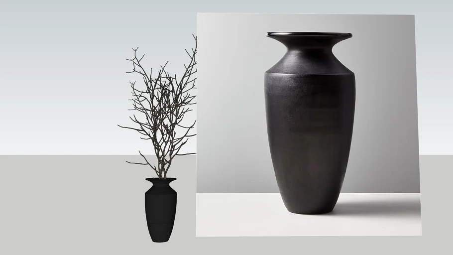 CB2 - YADIRA BLACK TERRACOTTA VASE