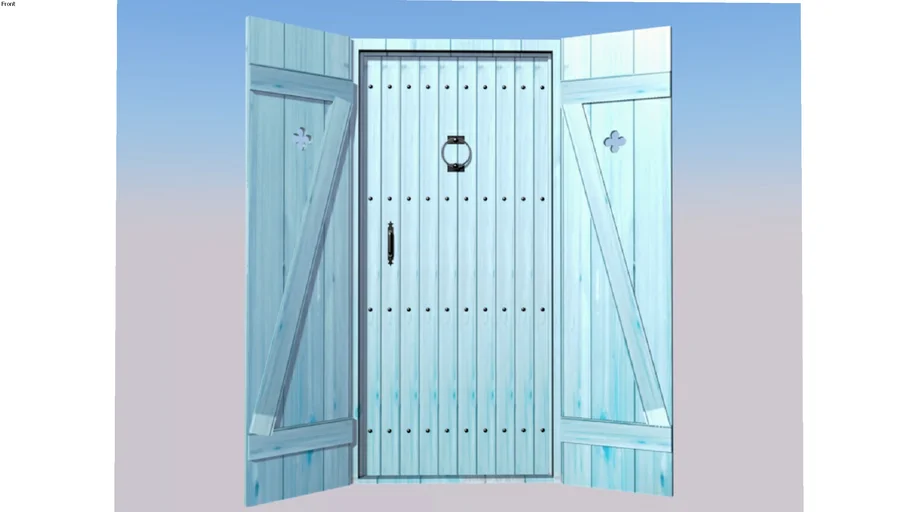 Wooden Door with Shutters