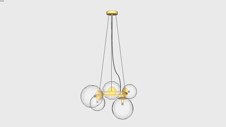 Lustre Pendente Moderno Febro com 5 Globos de Vidro