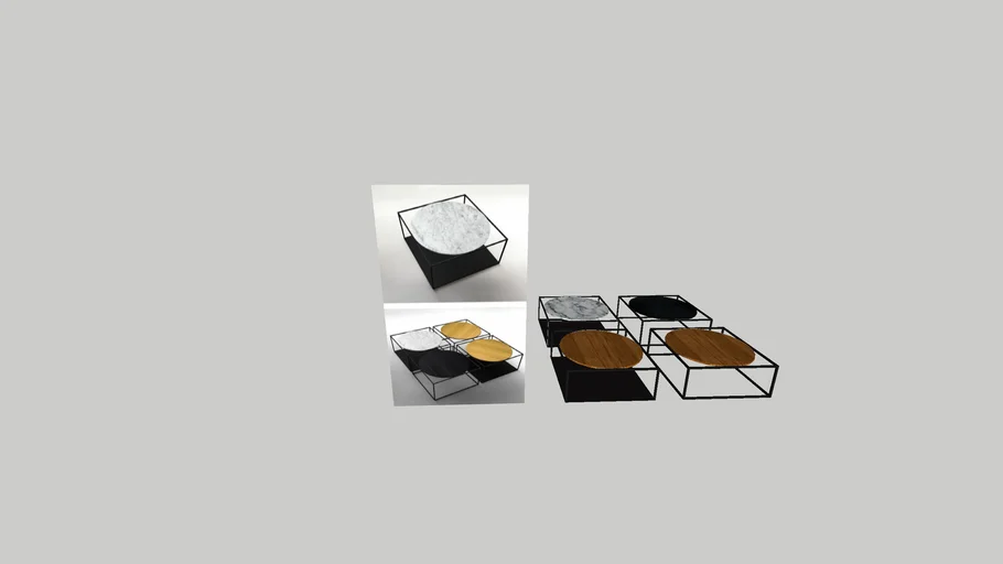 Modern side table round wood marble