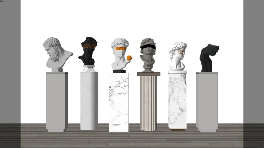 現代男人石膏雕塑組合-Plaster sculpture assemblage of modern men