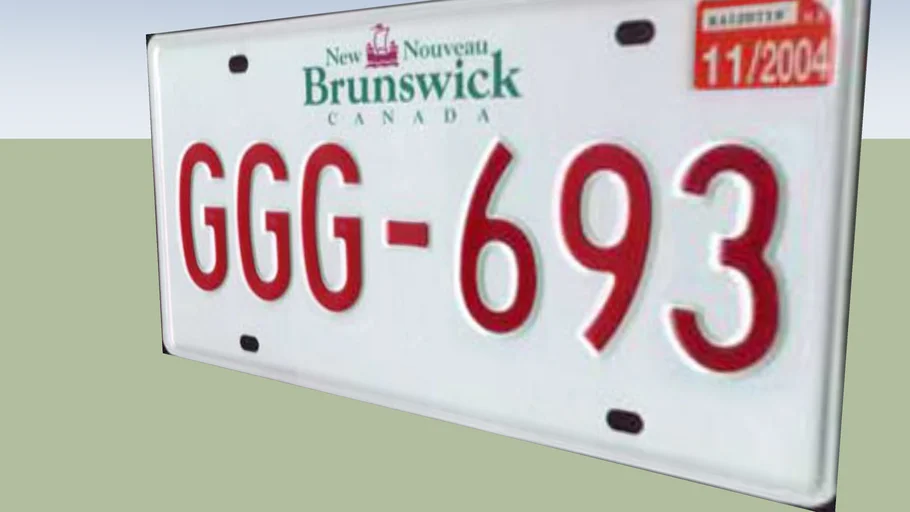 New Brunswick License Plate | 3D Warehouse