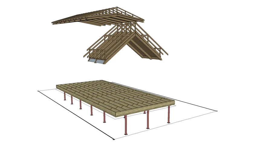 Screw Pile Foundation - Roof Structure - Wood Framed House
