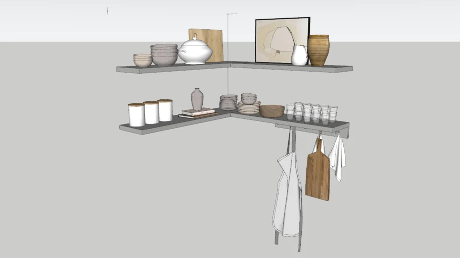 Kitchen shelves with props