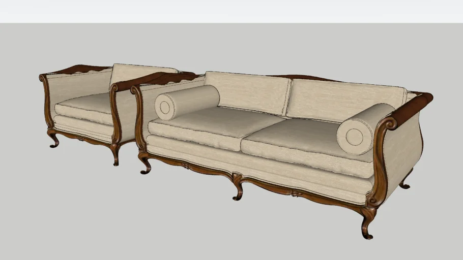 Traditional classic sofa and armchair