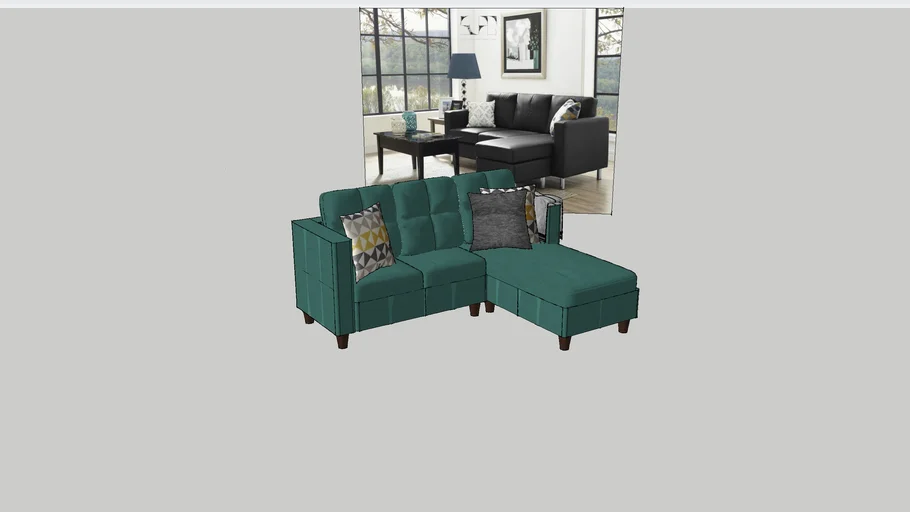EQ3 - Solo 2-Piece Reversible Chaise Sectorial Sofa (Dazzle Tropic)