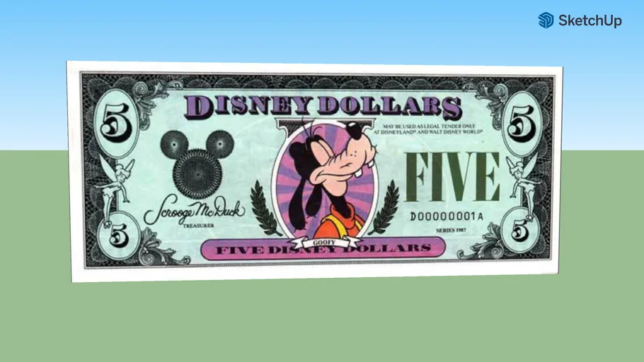 Five disney dollars - 5 $