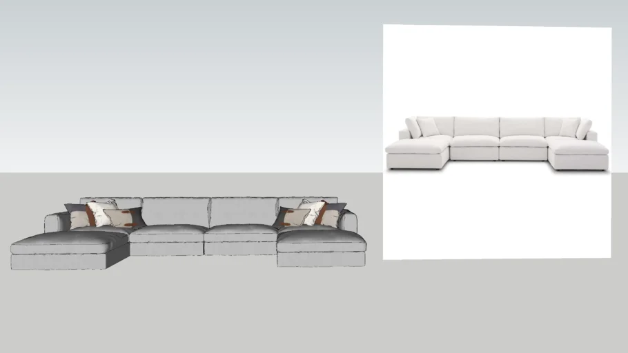 MODWAY - Commix Down Filled Overstuffed 6 Piece Sectional Sofa Set