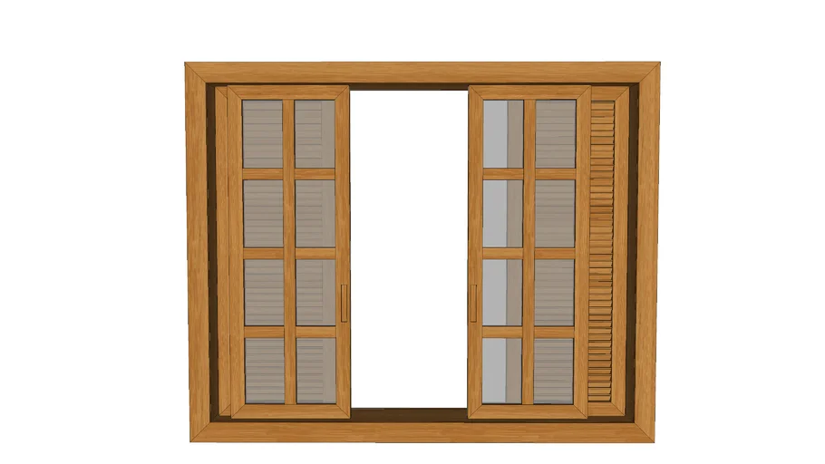 Janela madeira veneziana 6 folhas 1,5x1,2m