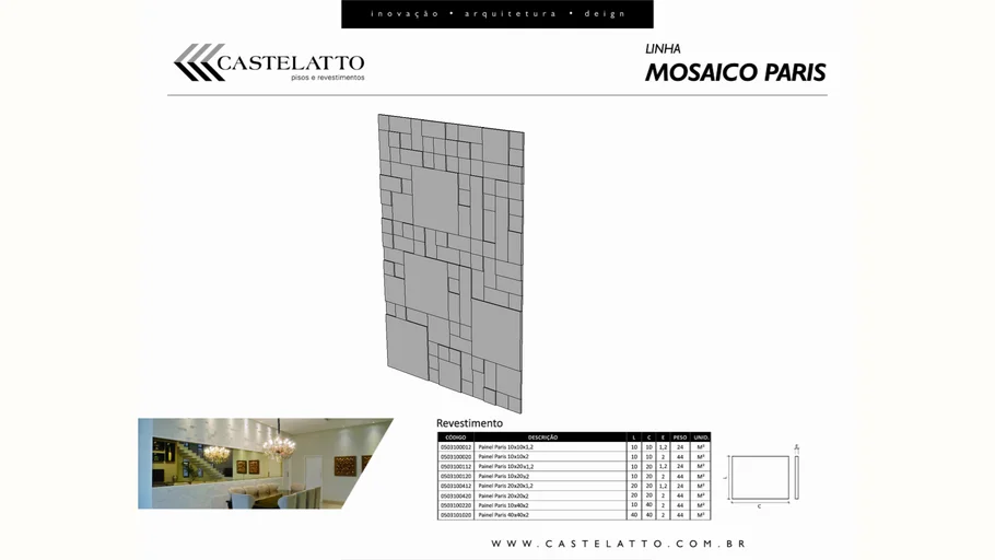 revestimento castelatto, Mosaico paris