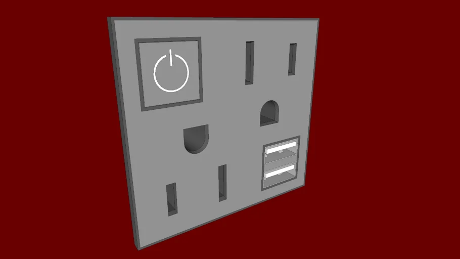 North American wall socket plate with US power outlet and USB power socket