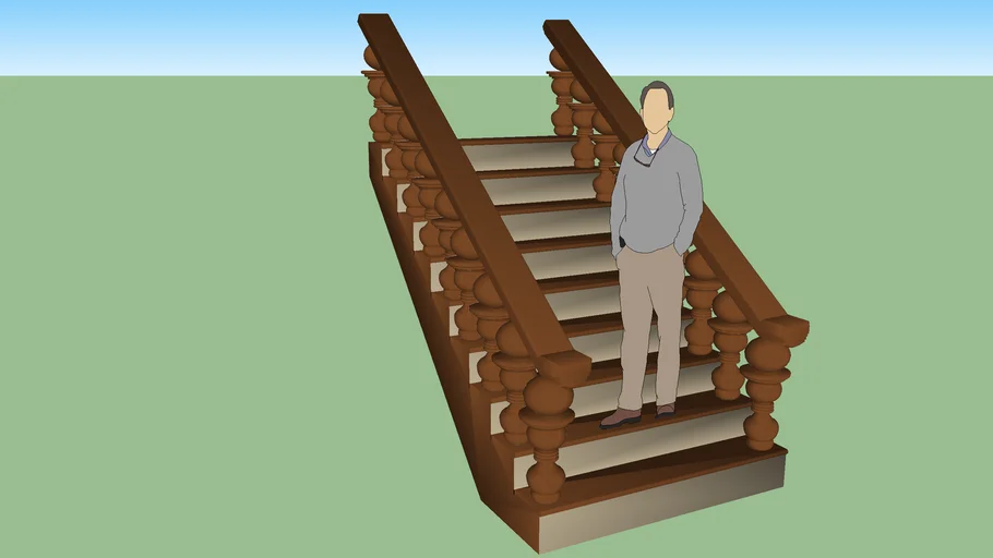 Escaleras para casa con barandales estilo clásico.