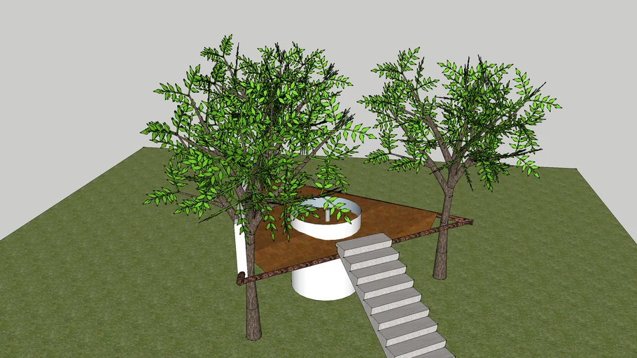 Tree house with fire pole
