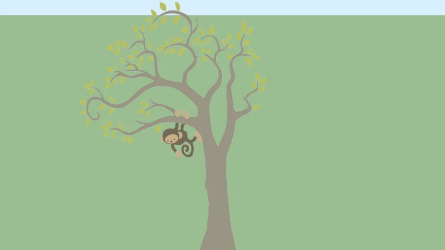 wall sticker with tree and monkey