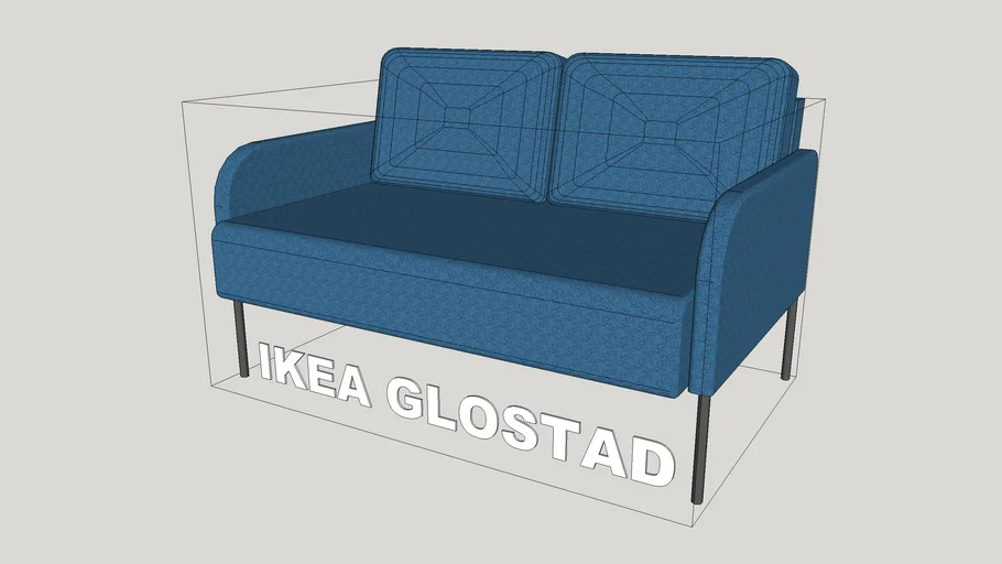 IKEA GLOSTAD 2seat blue sofa LOW POLY