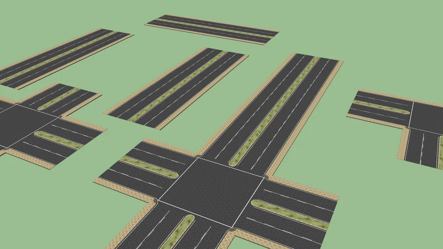 ROAD SYSTEM CONSTRUCTION HIGHWAY SYSTEM KIT 3D MODEL CITY ROADS