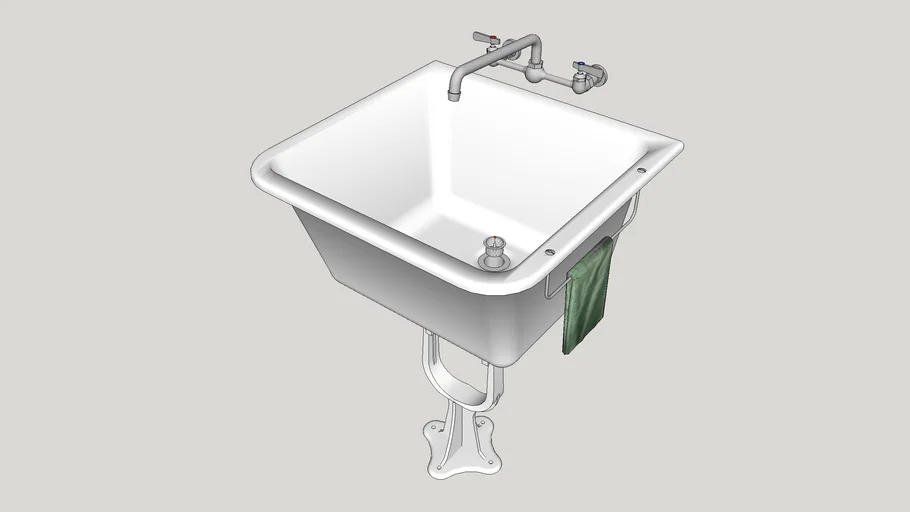 Porcelain on Cast Iron Laundry Tray with Pedestal