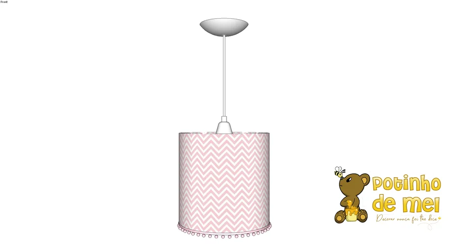 Lustre Tubular Pompom Chevron Rosa - Potinho de Mel