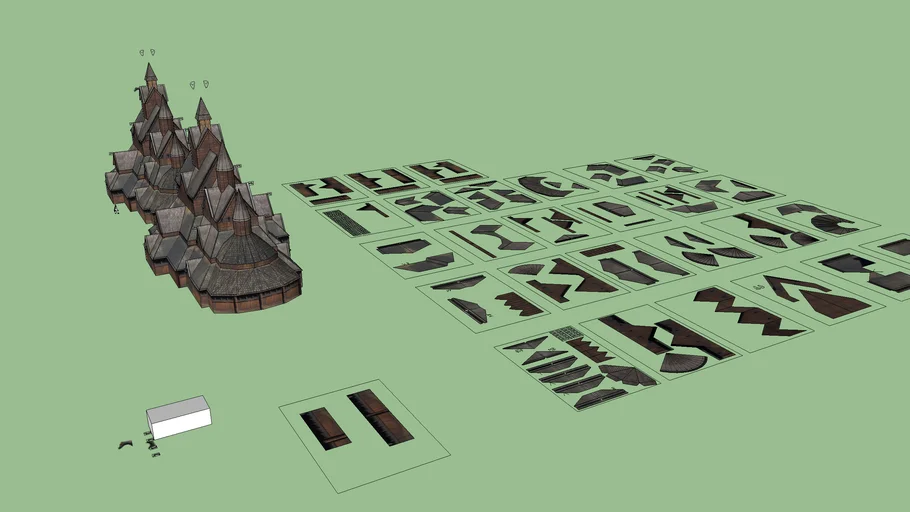 heddal stave church retextured and unfolded