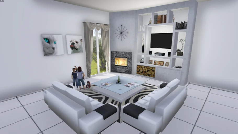 Modern living room - tv set with fireplace