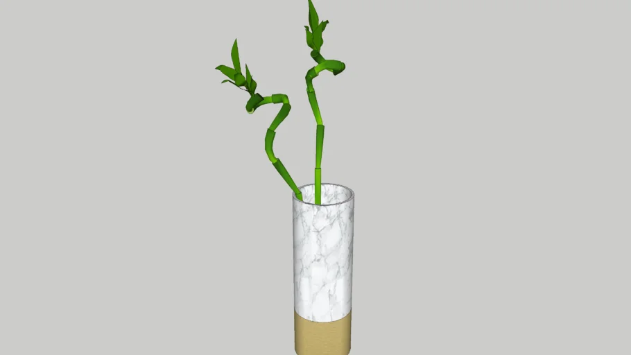 Bamboo vase marble and brass
