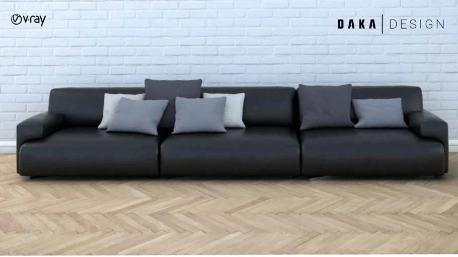 Long Leather Sofa/Couch