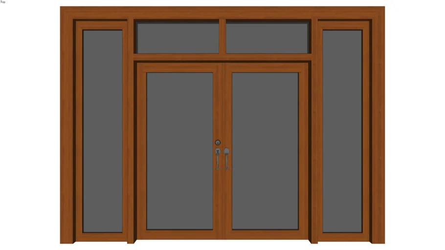 Commercial Double Door with Side Lights - Detailed