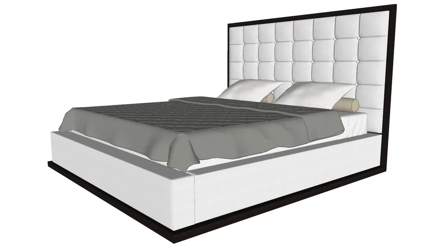 Ludlow Cal King Bed in White Eco Leather and Wenge by Modloft